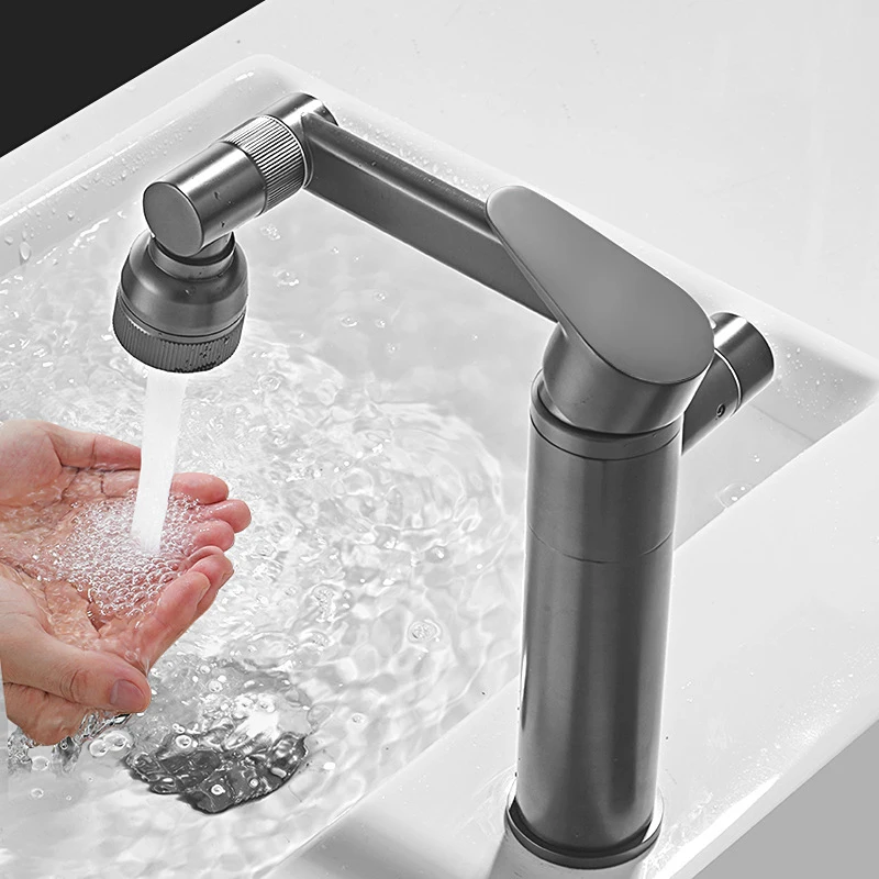 Description Picture 6 of itemBasin Faucet Mechanical Arm Design Sink Tap 1080° Rotation Deck Mount Single Handle Cold Hot Water Mixer Bathroom Crane