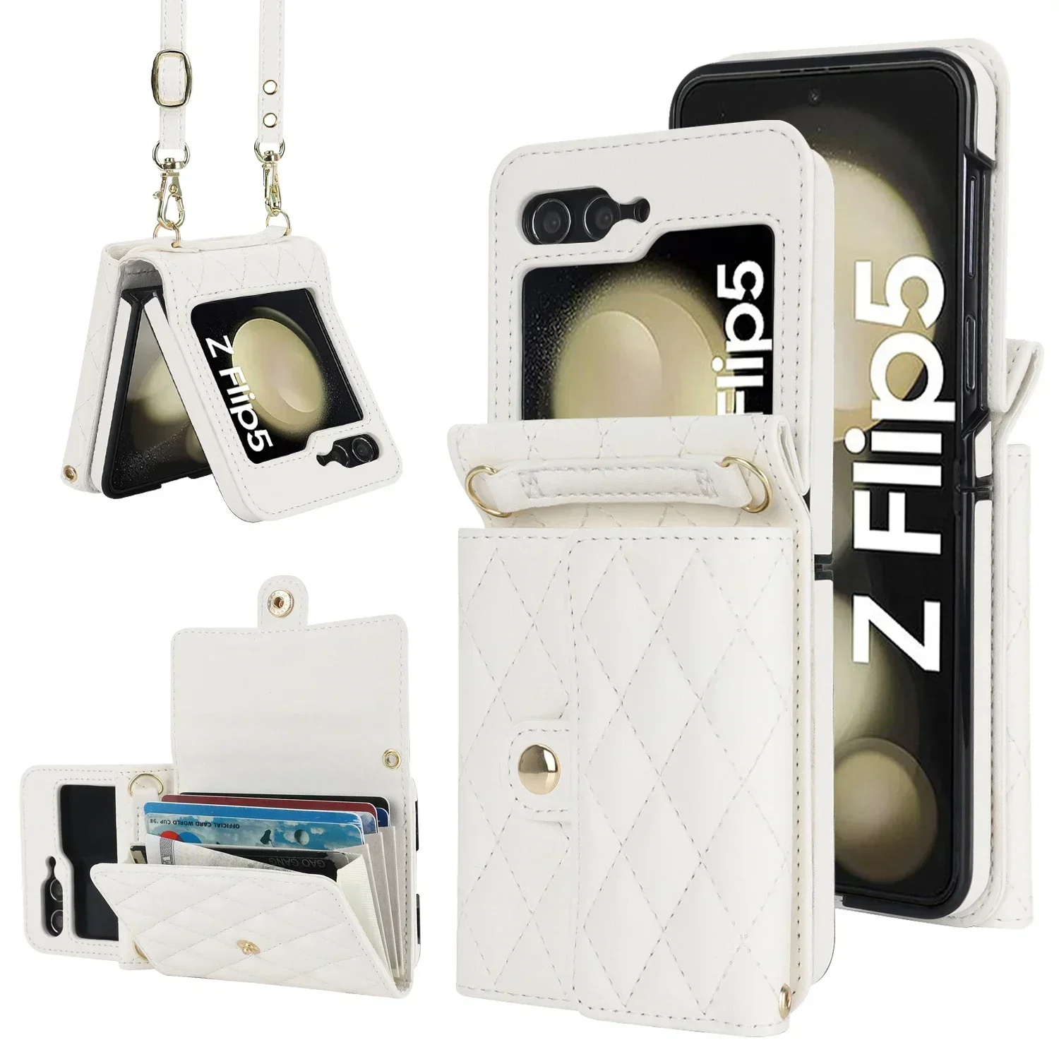 Luxurious Crossbody Leather Wallet Case with Lanyard and Card Holder