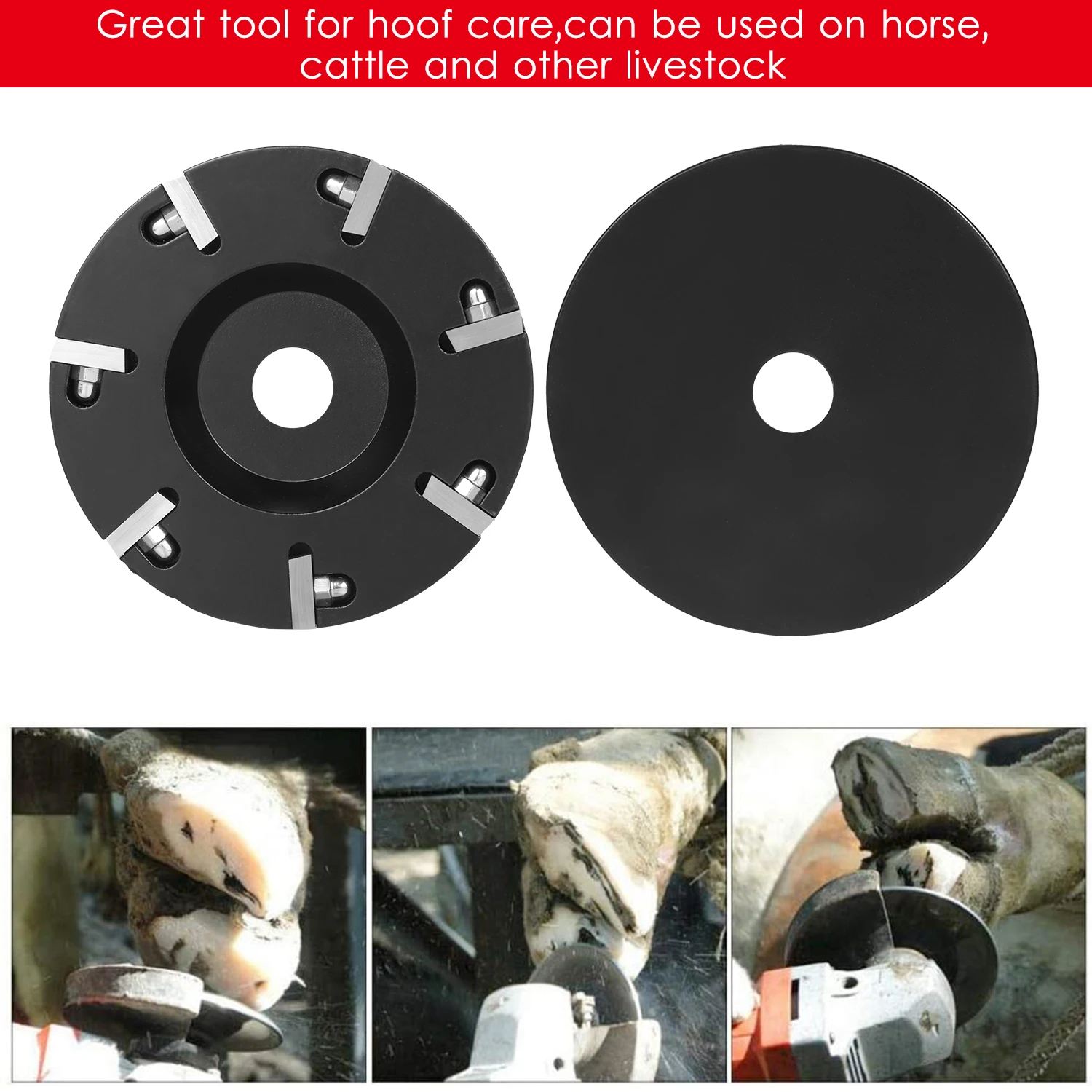 Livestock Hoof Trimming Disc Zinc Alloy Plate Hoof Trimming Discs Grinding Discs Claws Care Tool with 7 Blades