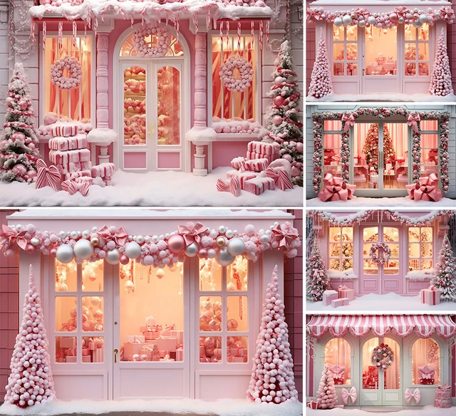 Mehofond Xmas Glitter Pink Window Store Photography Backdrop Girl Kids  Birthday Party Christmas Tree Snow Gift Photo Background - AliExpress