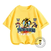 Transformers Cartoon Prints for Summer Coolness Stylish Boys' T-shirts with O-neck Design American Edition for Elastic Children 1