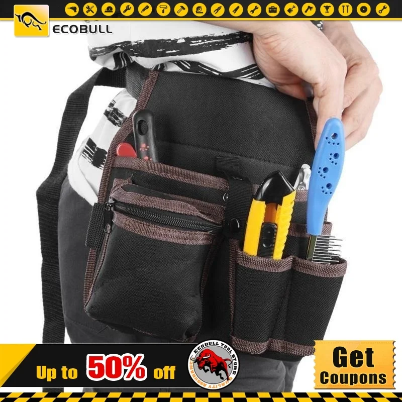 

Oxford Cloth Belt Tool Bag Outdoor Work Waist Pocket Hardware Storage Electrician Gardening Three-tier Bag