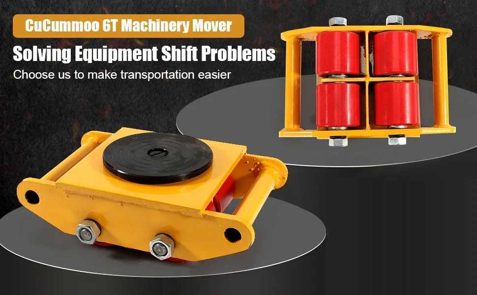 6T verstärkte Rollen, robuste Transporträder aus Kohlenstoffstahl, Maschinenwalzen-Mover-Frachtwagen mit 360° ° Rotation – Detail 5