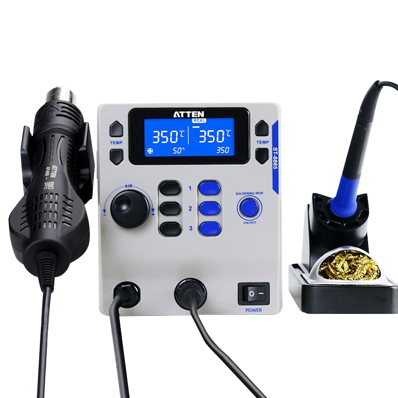 

ATTEN ST8865 2 In 1Temperature Adjustable Hot Air Gun Soldering Iron desoldering stations BGA PCB SMD Rework soldering station