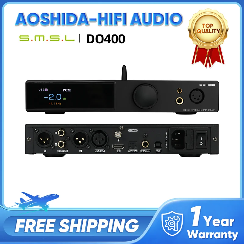 SMSL DO400 Fully Balanced Audio Decoder Headphone Amplifier ES9039MSPRO MQA-CD DAC Bluetooth 5.1 Digital Headphone Power AMP