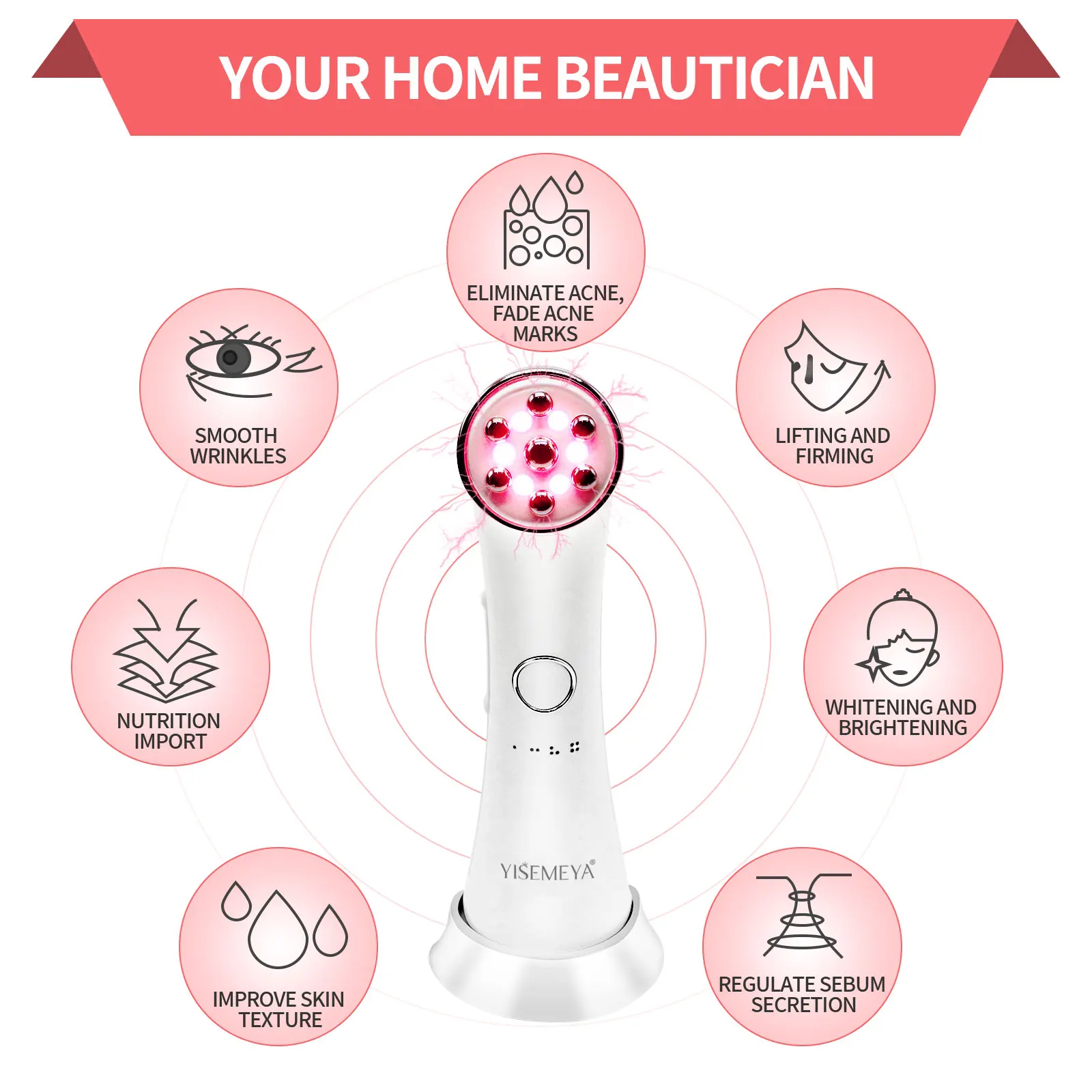 Rechargeable Handheld RF EMS LED Beauty RF Face Lift Machine