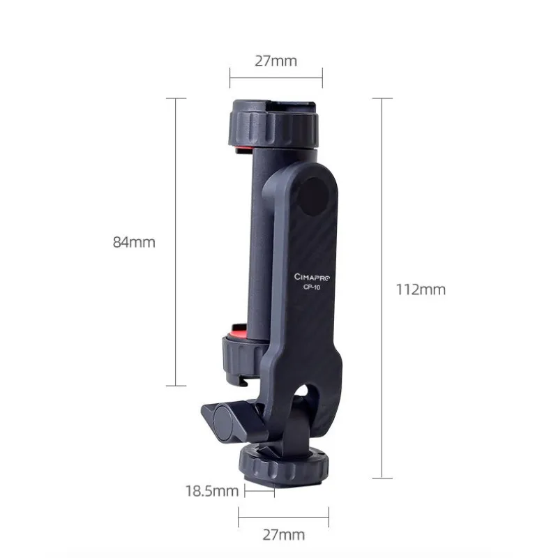CIMAPRO CP-10 회전 수평 및 수직 전화 클램프, 콜드 슈 포트, 카메라 전화 홀더, 외부 삼각대 확장