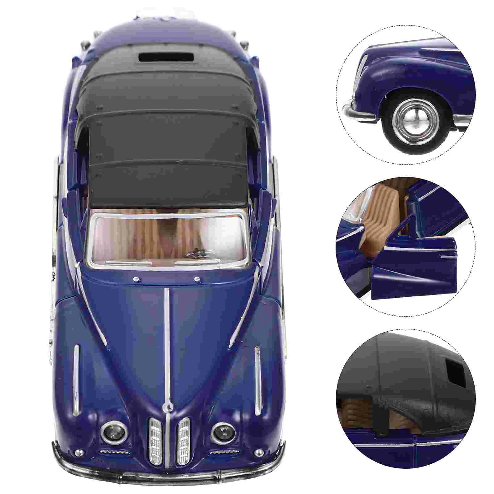 

Home Decor Diecast Car Model 1:32 Scale Alloy Retro Car Classic Metal Vintage Vehicle Tabletop Plaything Blue Kids