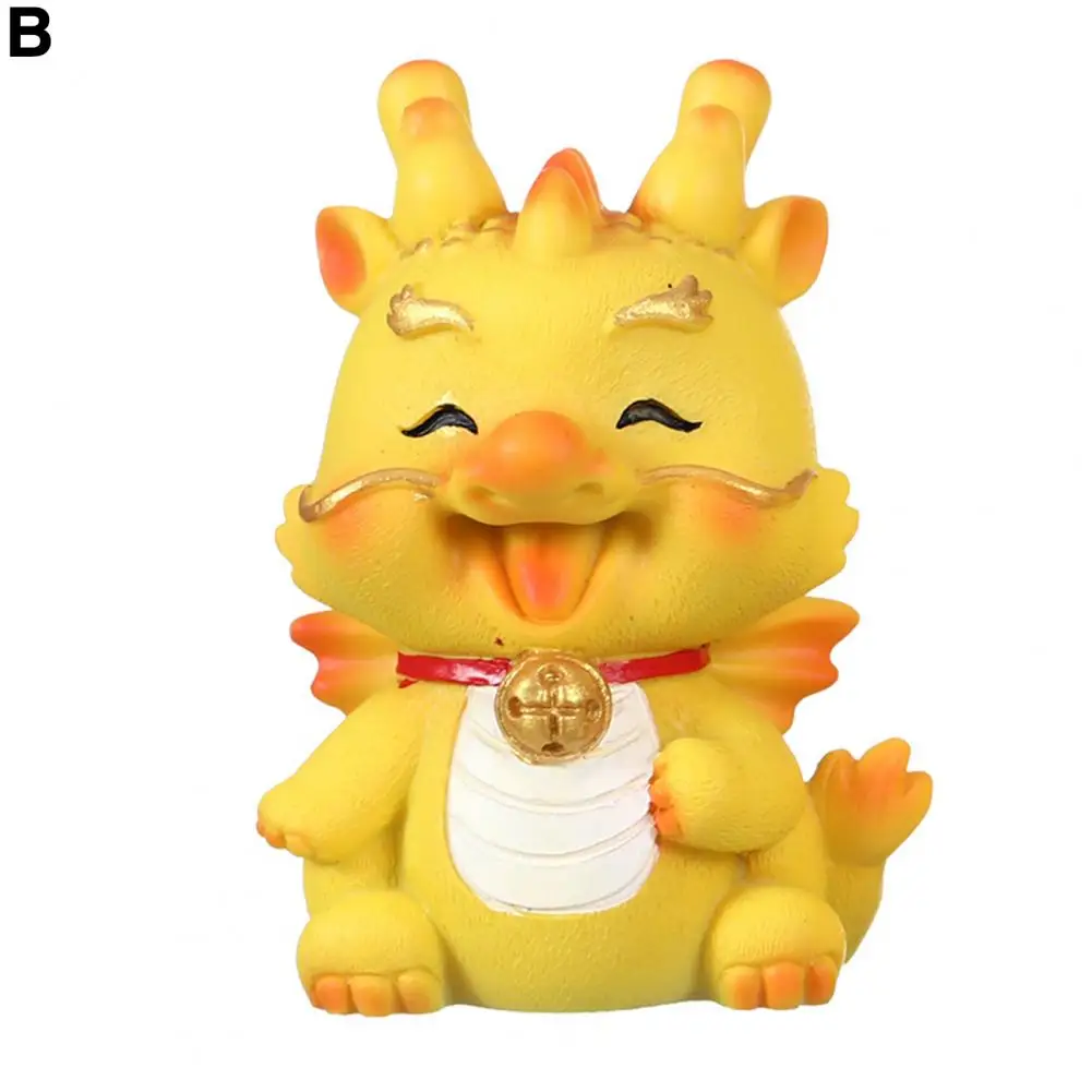 

Dragon Figurine Statue 2024 New Year Dragon Figurine Adorable Shaking Head Toy with Shape Desktop Ornament for Cartoon Lovers