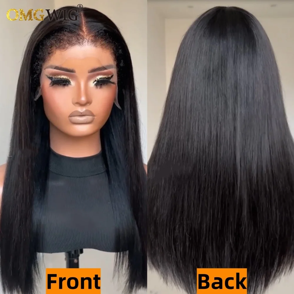360 Wear & Go Silky Straight Ventilated Human Hair Wig With Hybrid Hairline 5x7/4x4 Glueless Straight Wig With Kinky Edges Remy