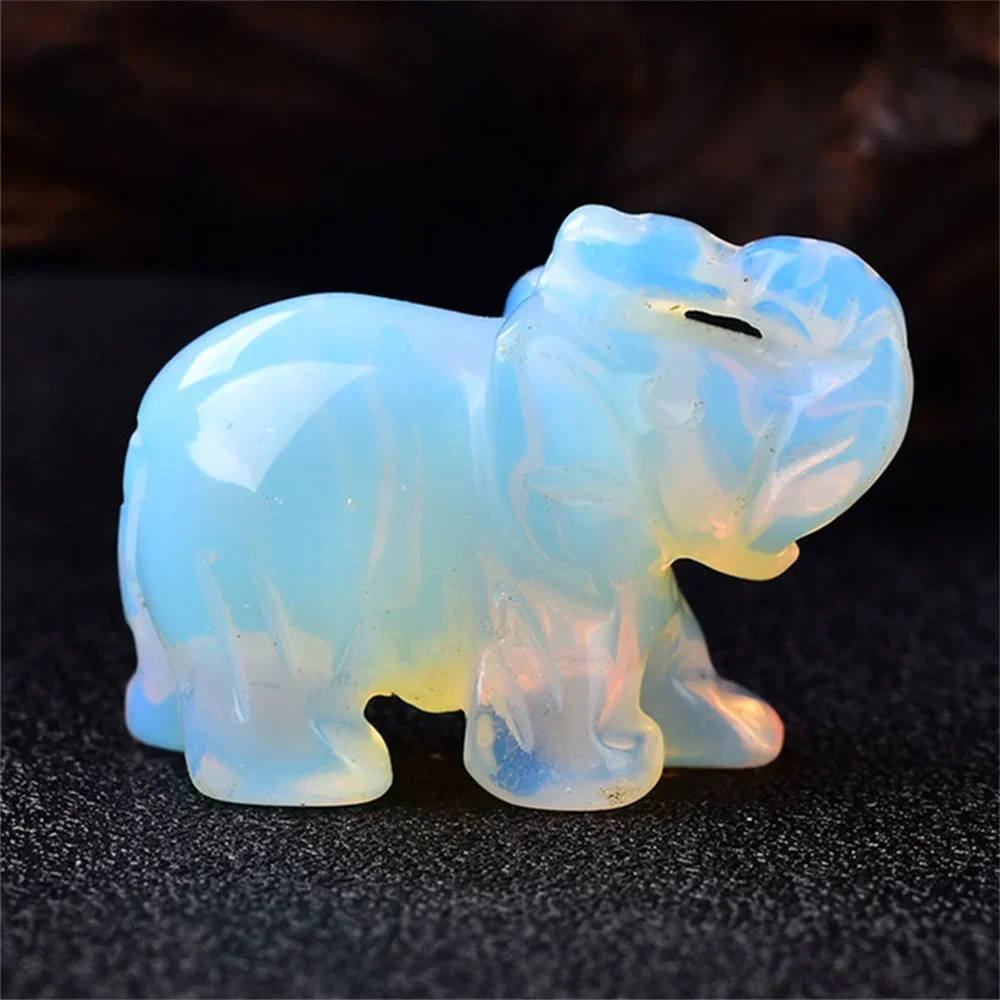 Estátua de elefante de cristal de cura esculpida, aventurina natural, quartzo rosa, estatueta de bolso, boa sorte, decoração de casa