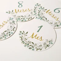 Newborn Photography Paper Spanish France English Leaf Milestone Card Shooting Props Baby 0 to 12 Months Accessories Baby Gifts 3