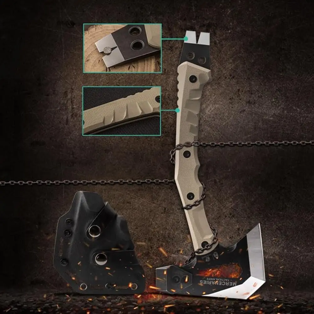 HX Mercenarys Tactical Engineer Axes Multifunctional Explosion-Proof Axe Camping Artillery Fire Rescue Hammer Hiking Tools 5
