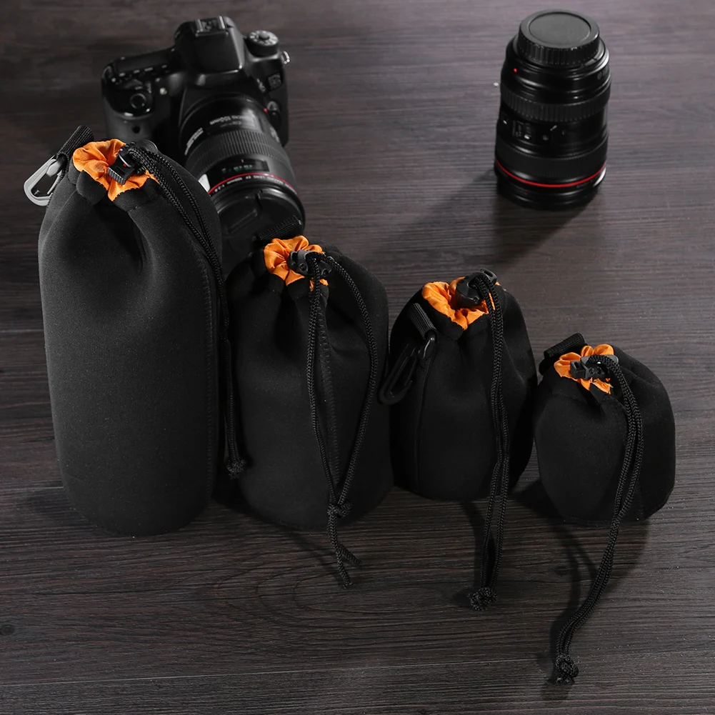 Waterproof Soft Neoprene Camera Lens Pouch Bag Drawstring Protector Case