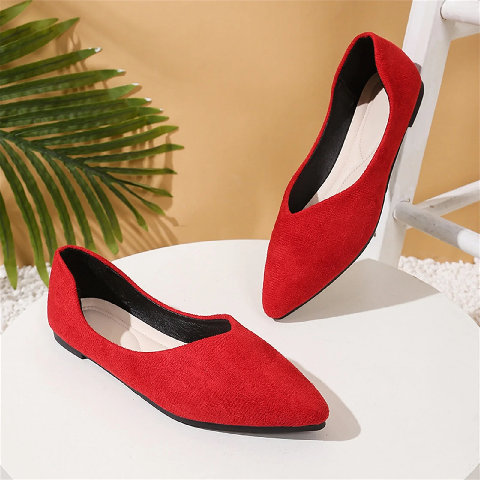 أحذية نسائية مسطحة أنيقة بألوان زاهية، أحذية باليه ناعمة ومريحة للصيف بمقدمة مدببة