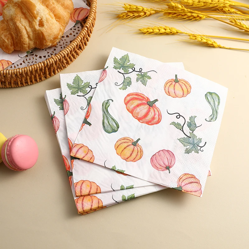 10/20 stücke 33cm 2ply Thanksgiving Kürbis bunte Papiers ervietten Party Servietten dekorative Papier Tischs ets Schmetterling Bartlet Papier – Detail 1