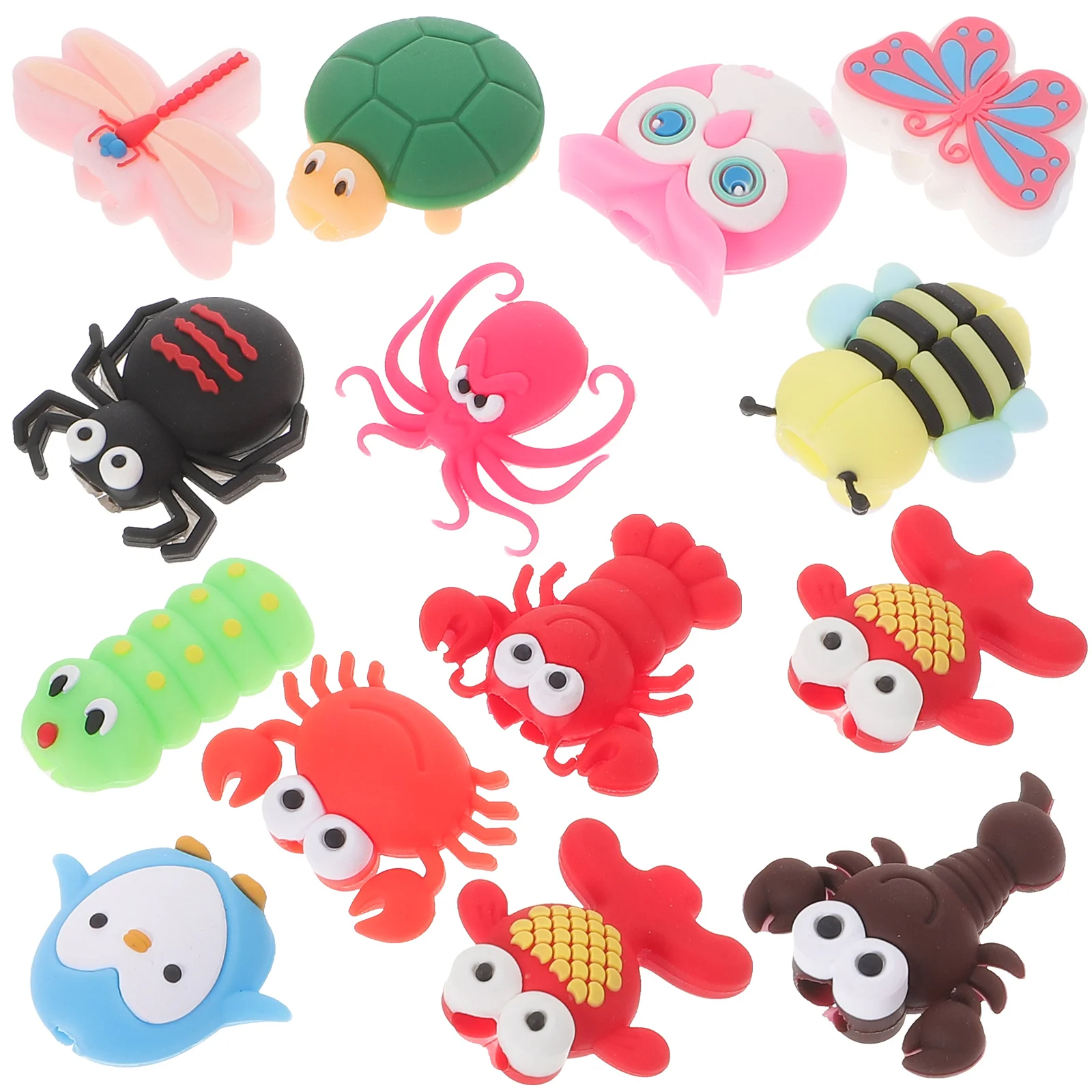 

14 Pcs Silicone Animals Data Cable Protective Sleeve Charging Protector Creative Phone Line Cover Thread Bite