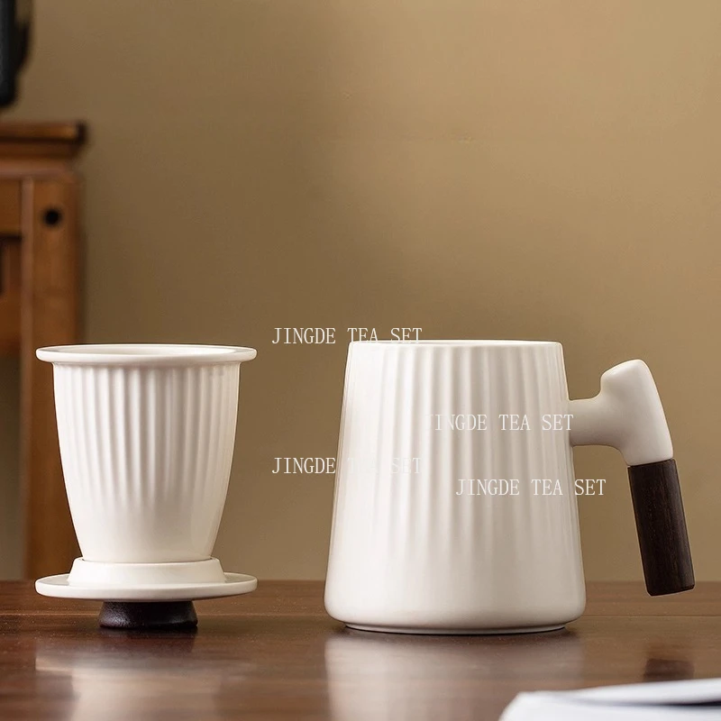 Ceramic Tea Separation Office Cup with Lid Personal Mug Office Tea Filter Teacup Drinking Utensils Tea Ceremony Accessories