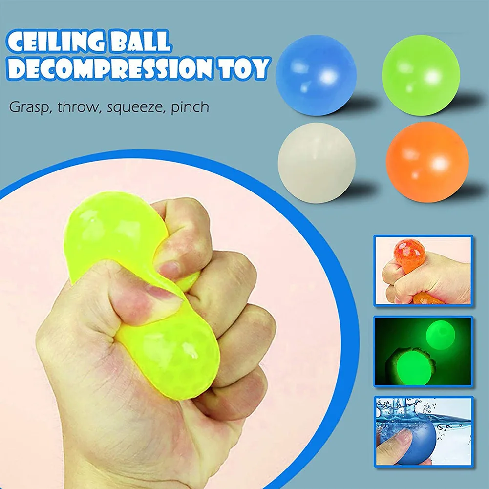 6PCS Antistress Luminous Stress Ball Sticky Target Sticky Wall