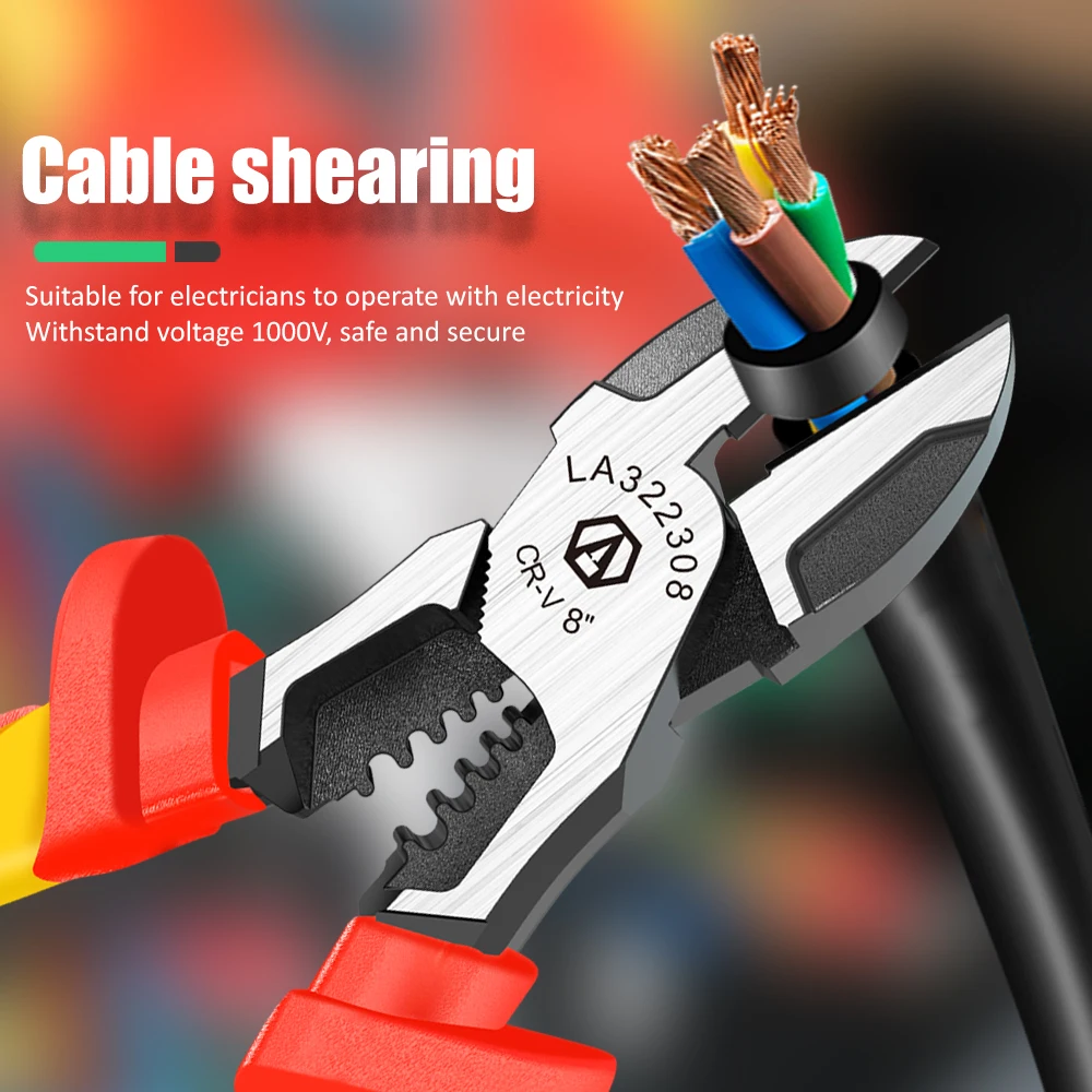 LAOA Insulated Needle Nose Pliers 1000V Wire Cutter VDE Electrical Wire Stripper Terminal Crimping Tools images - 6