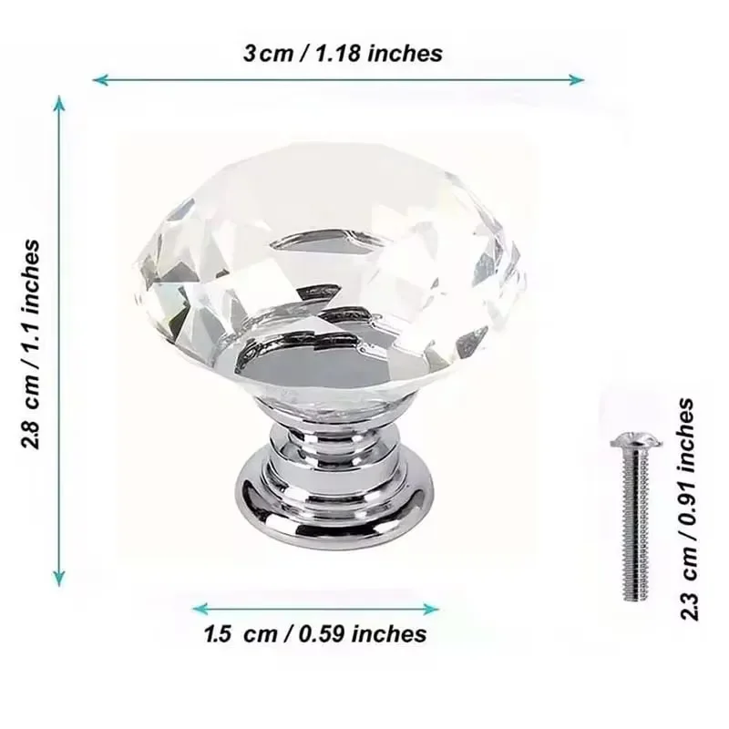 Diamond Crystal Glass Cabinet Knobs 2