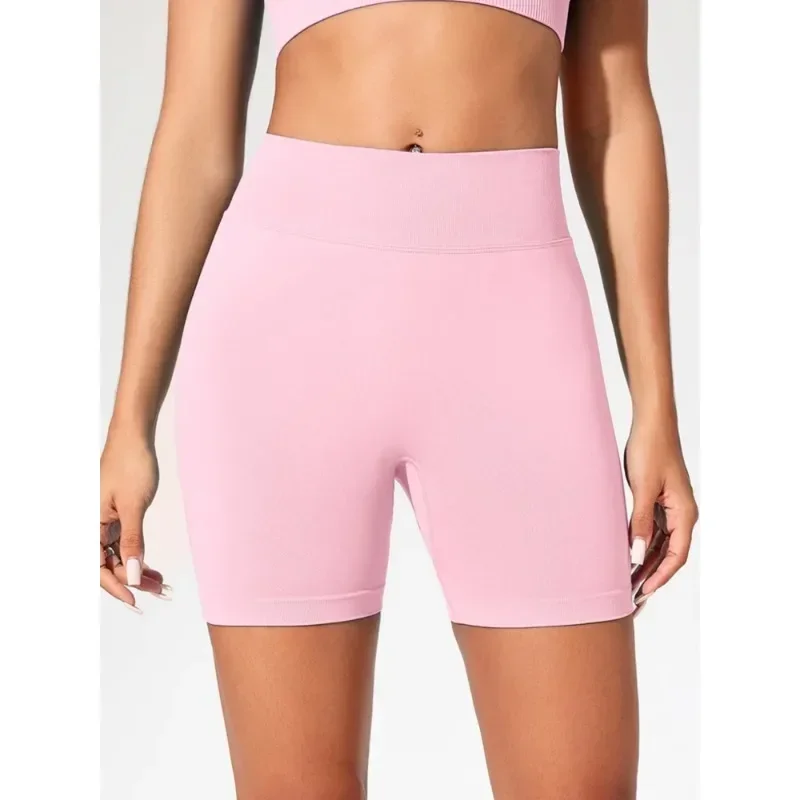 Summer High Waisted Yoga Shorts for Women Fashionable and Sexy Running Fitness Pants Solid Color Yoga Leggings Elastic Tights