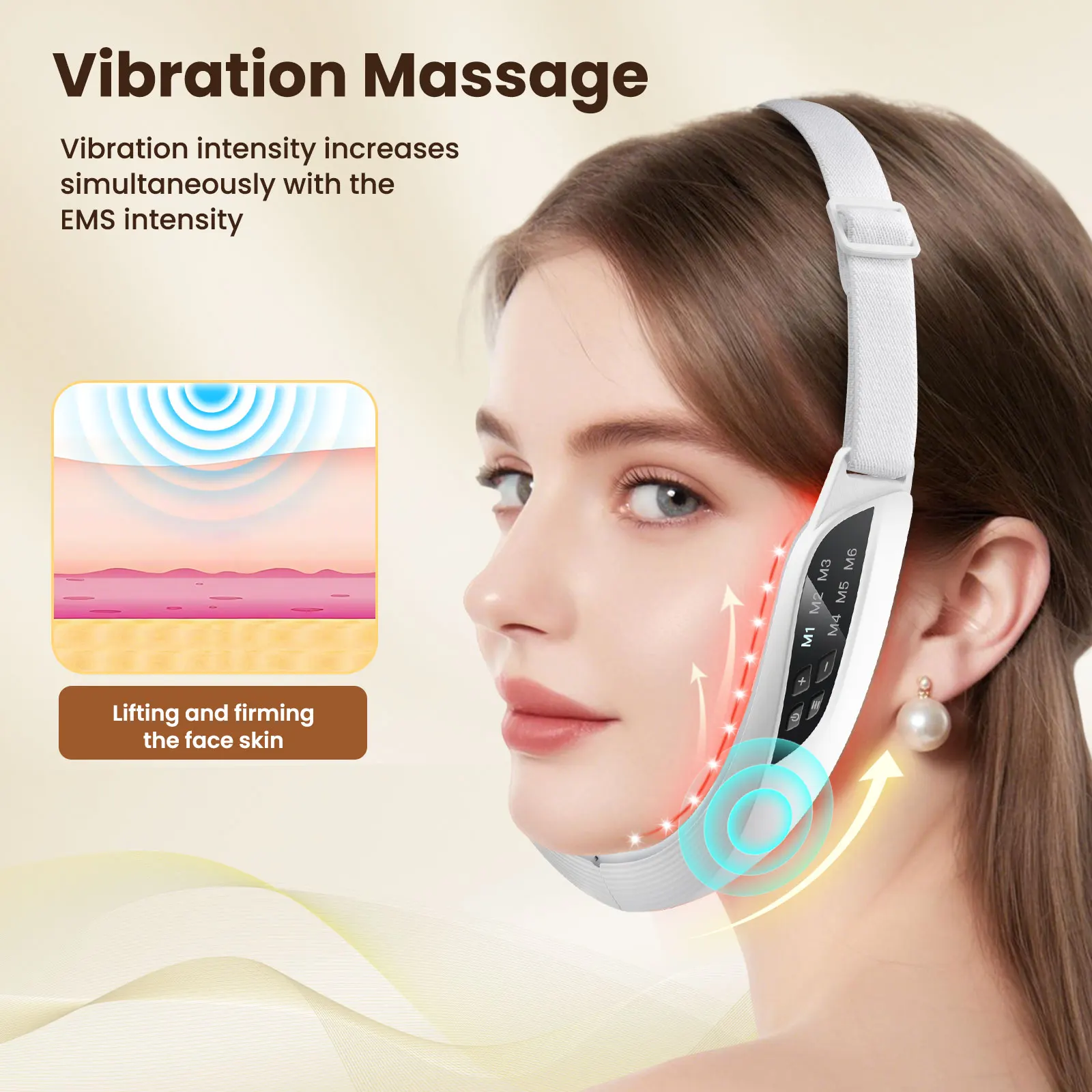 Upgrade EMS Microcurrent Face Lifting Massager Vibration 5 Color Light Therapy Tighten Skin Remove Double Chin Face Lift Belt