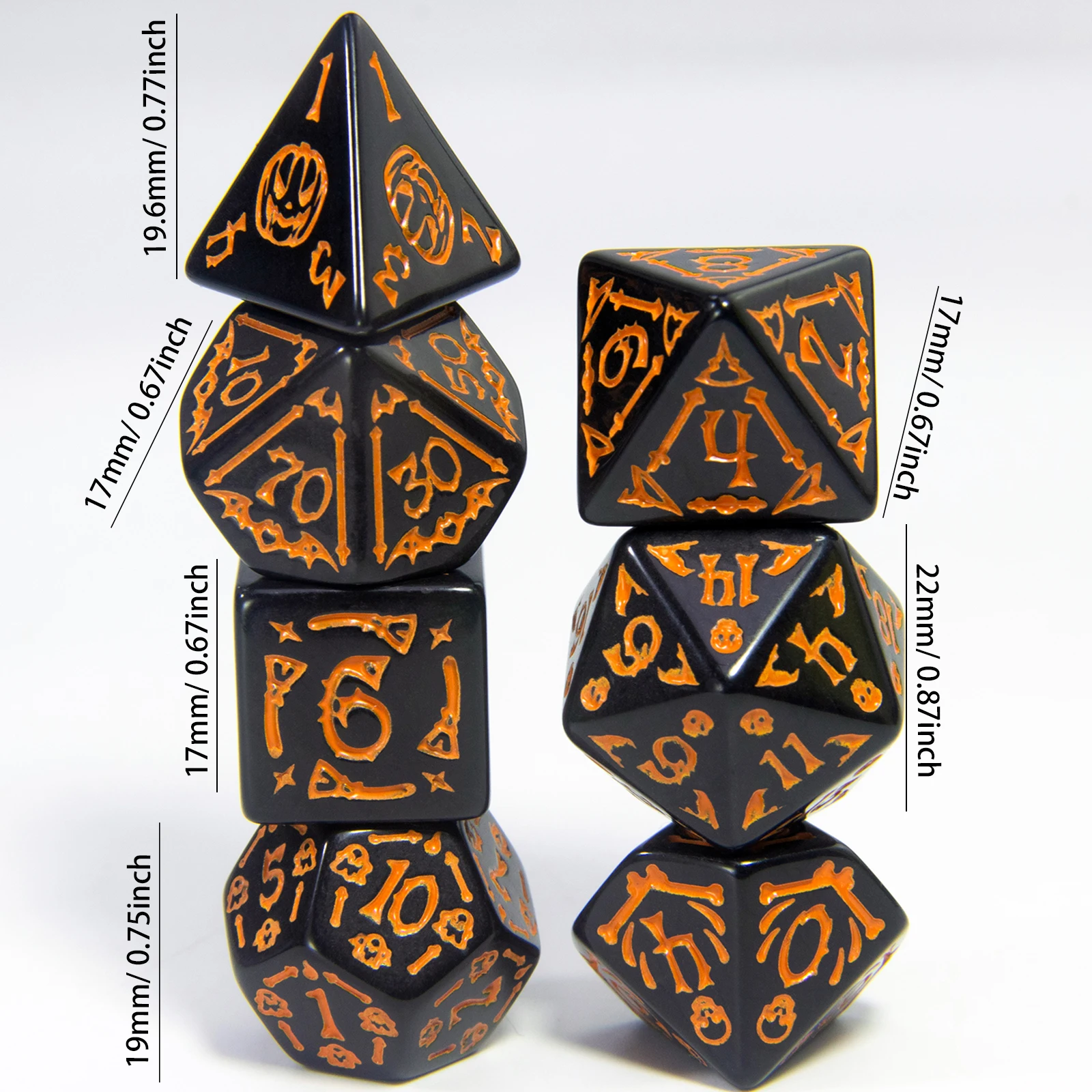 휴일 선물 다면체 주사위 D4-D20으로 보드 게임에 대 한 7pcs DND 주사위 할로윈 테마 주사위