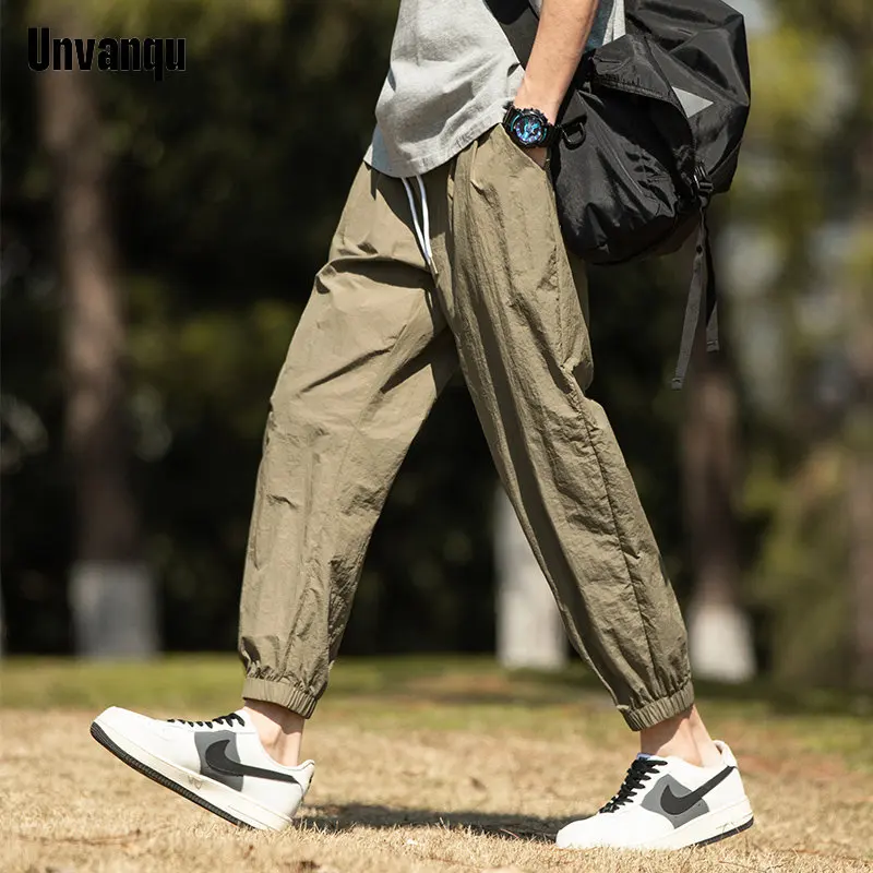 Men Harem Cargo Pants Loose Casual Pockets Work Normcore Minimalist Lightweight Drawstring Slim