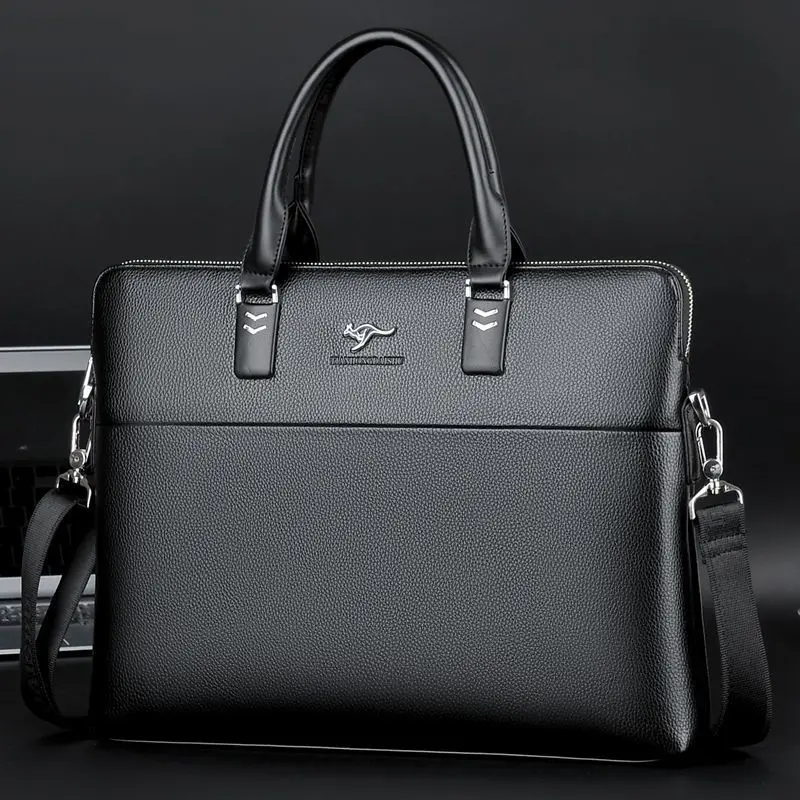 

Leather Cowhide Handbag Briefcase/Attache Case/Document Case Men's Business One Shoulder Messenger Bag File Trip Computer Bag