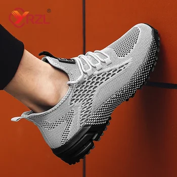 YRZL Running Shoes Men Comfortable Lightweight Grey Walking Sneakers Breathable Air Mesh Non Slip Casual Tennis Shoes for Men 1