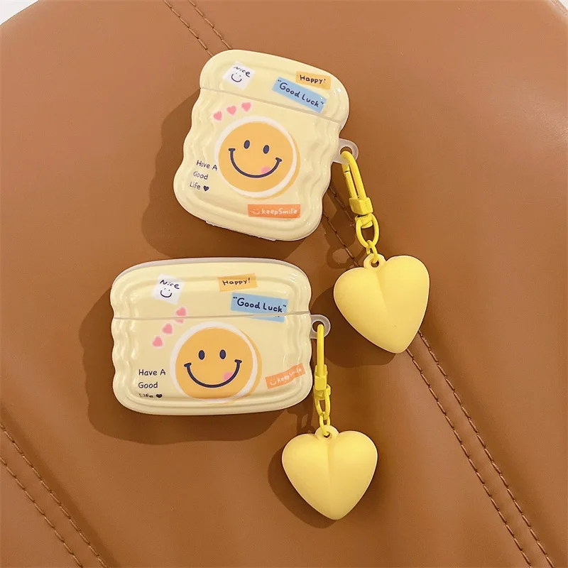 

Wave Yellow Smiling Face For Apple AirPods 1 2 pro Bluetooth Headphone Cover 3rd Generation Silicone Soft Cover Protective Case