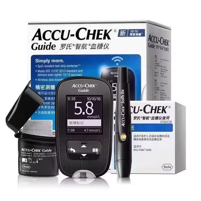 ACCU Chek Guide Blood Glucose meter Test Kit Test Strips Lancets Sets Taking Needle