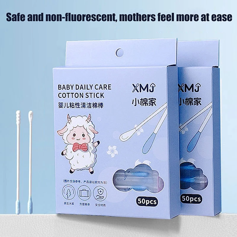 50/100 Pcs Sticky Ear Pick Adhesive Cotton Swab Ear Cleaning Reusable Sticky Ear Sticks Sticky Cotton Swab Ear Cleaning Tool