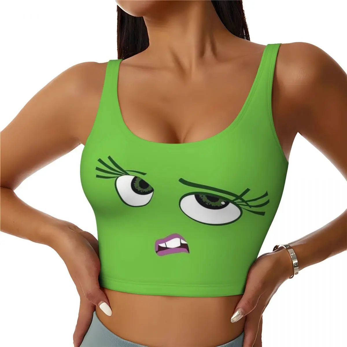 Inside Out Print Sports Bra Women High Impact Workout Yoga Crop Top