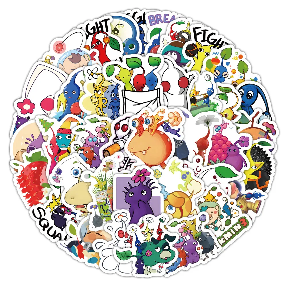 100 Stück süße Pflanzen-Pikmin-Doodle-Aufkleber – Abenteuer-Themen-Aufkleber für Tagebücher, Laptop-Skins und DIY-Zubehör