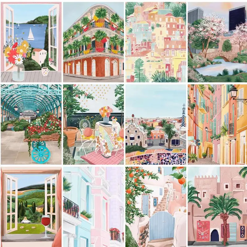 

PhotoCustom Acrylic Paint By Number Scenery Drawing On Canvas Gift DIY Pictures By Numbers Build Flower For Adult Kits Art Home