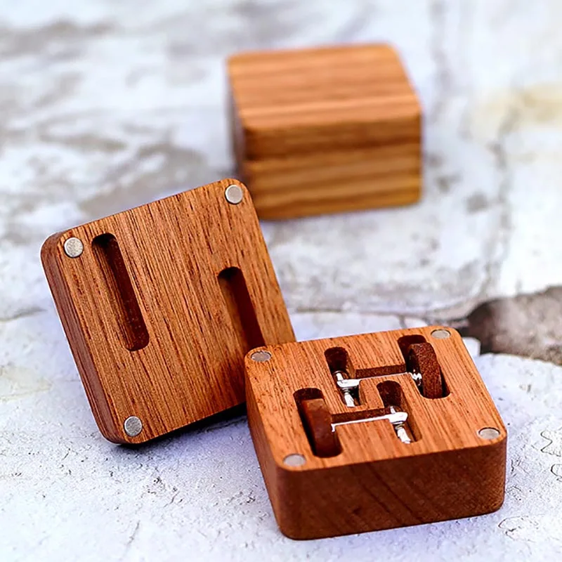 Vintage Solid Wood Cufflinks Packaging Box Magnetic Lid Wedding Jewelry Storage Box Souvenir Gift Wholesale Customization