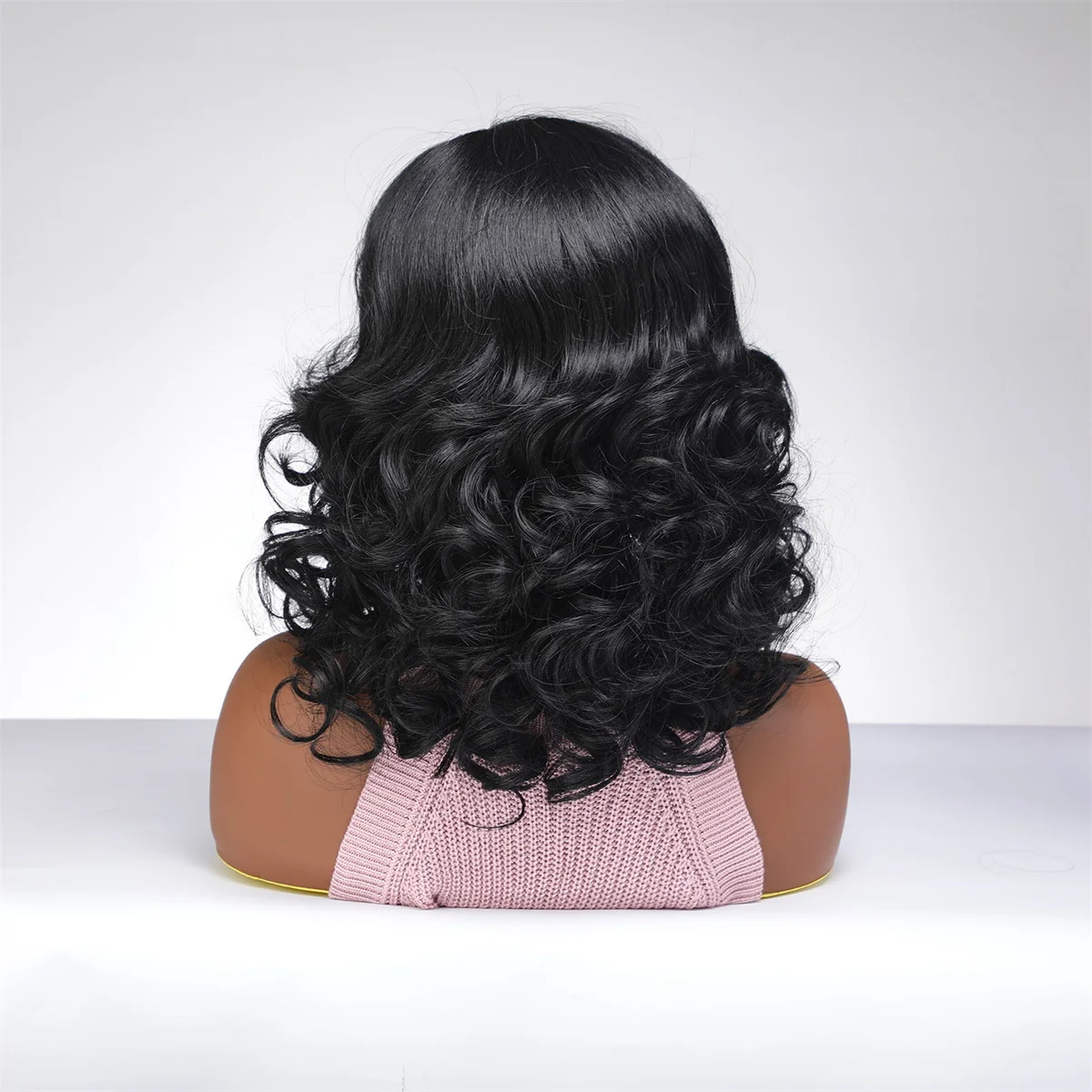 Charmsource Black Lace Wig Wavy Curly Part Lace Wigs Daily Natural Hair Wigs for Women High Quality Synthetic Wig