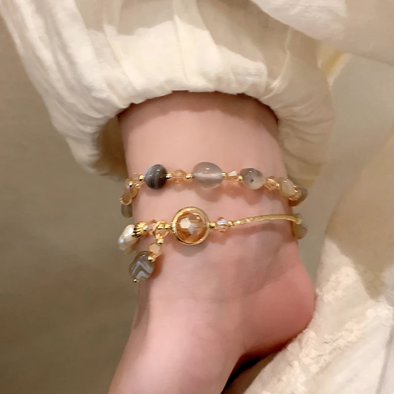 Doppellagige Natursteinperlen, Perlenmetall, mehrere Elemente, Armbänder für Damen, Sommer, 2025, süßes Accessoire, Trendschmuck – Detail 13