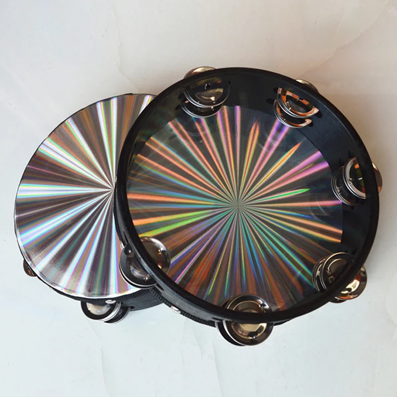 Musical Tambourine Drum Round Percussion Jingles Portable for Children Performance