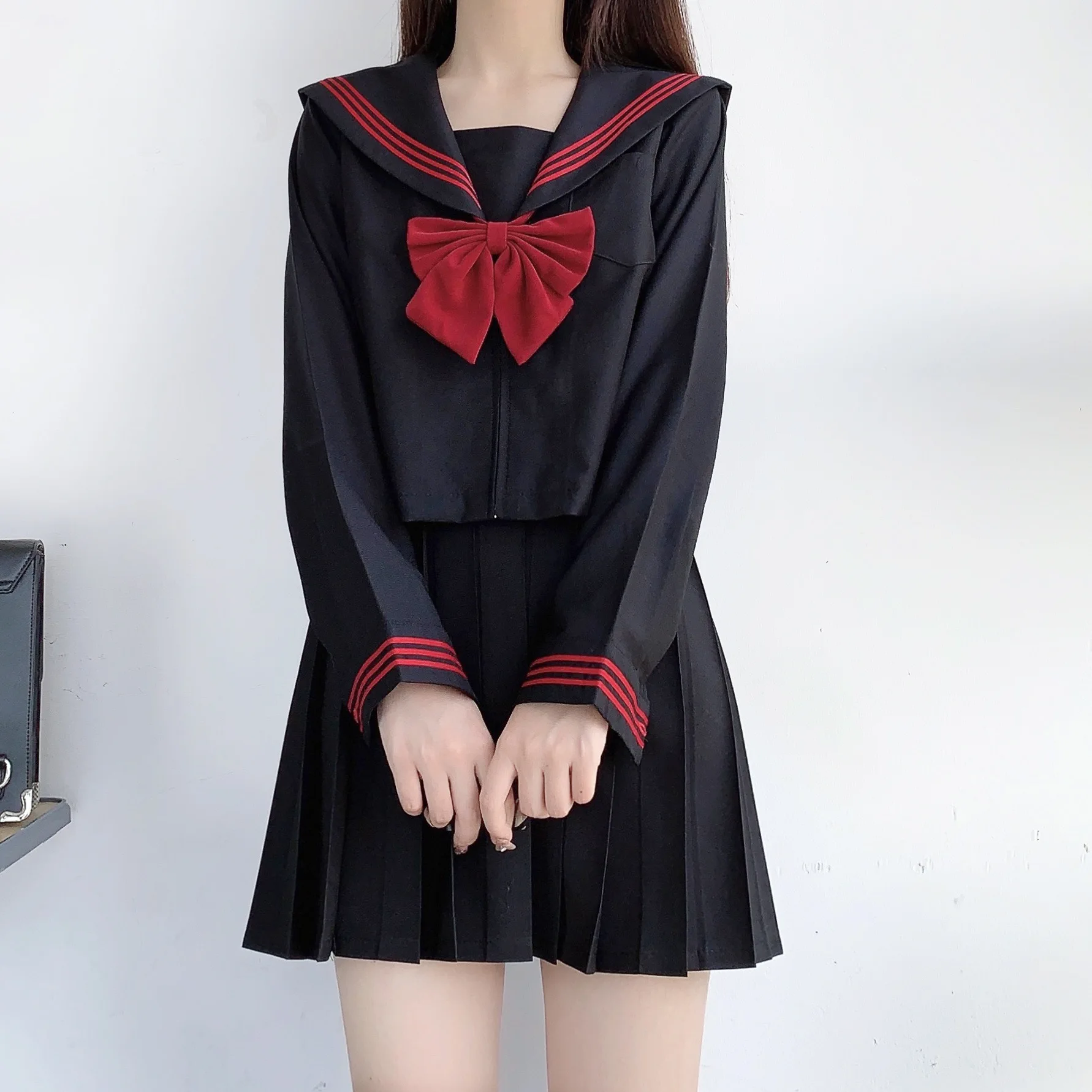 Japanese School Uniform Girl Jk Suit Red Tie Three Basic Sailor Uniform