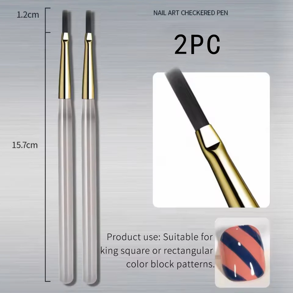1 2PCS French Plaid Nail Art Brushes Set – Line Grid Pattern Drawing Pen