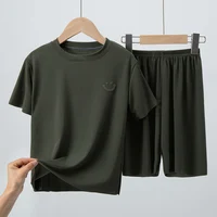 2/4 Pieces Children's Summer Thin Short-sleeved Shorts Ice Silk Suit Boys and Girls Casual Joker 5