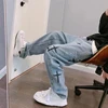 Men High Street Loose Straight Jeans Male Versatile Minimalist Denim Pants Cross Star Appliqué Embroidery Comfortable Trousers