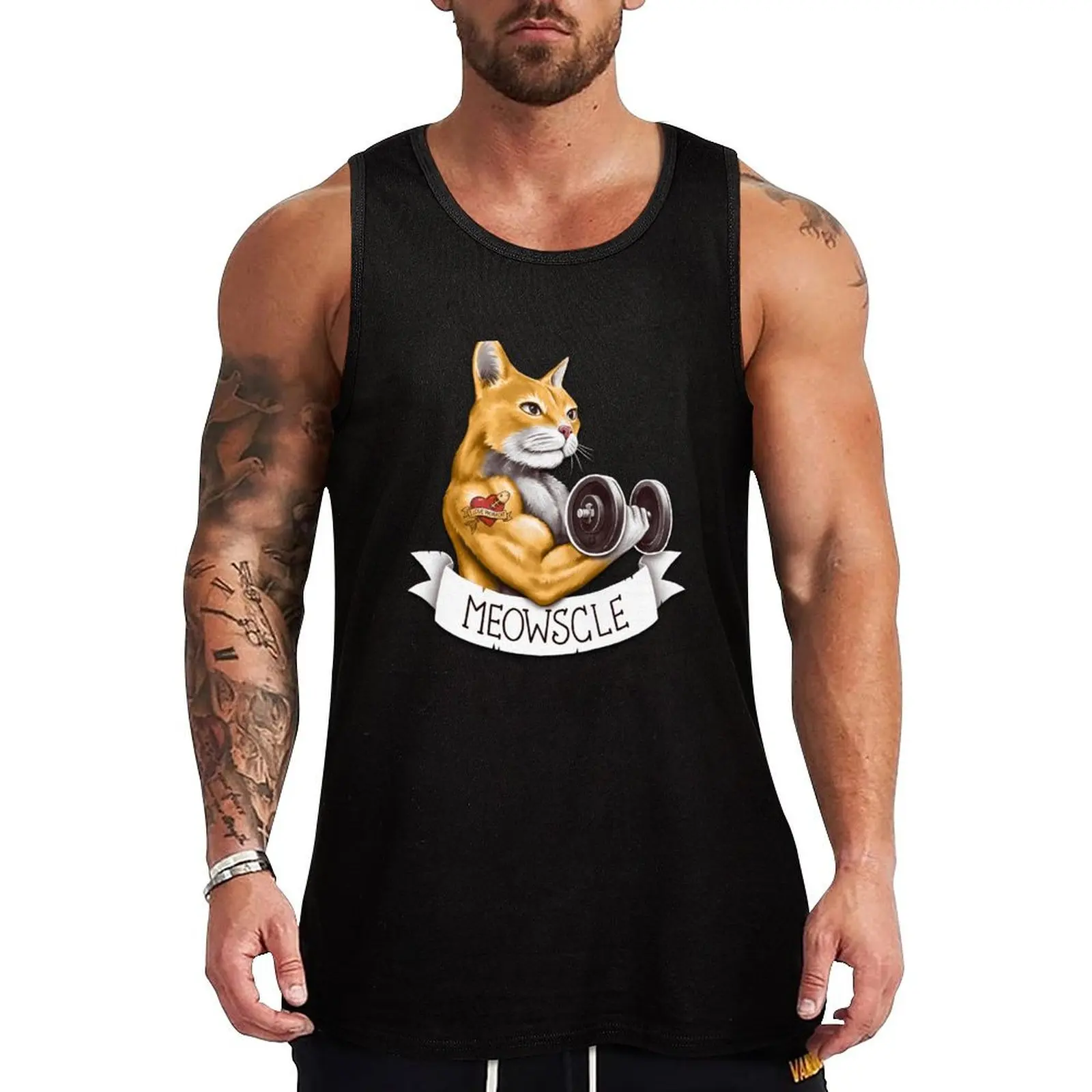 

Meowscle Tank Top T-shirt sports singlets for men