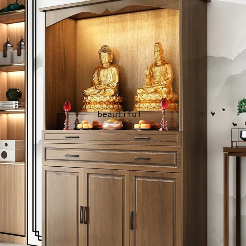 

Сплошная древесина Будда, нишевой алтарь Будды, храм Будды, домашний стол для благовоний, Новый китайский стиль, одежда, шкаф, благовония
