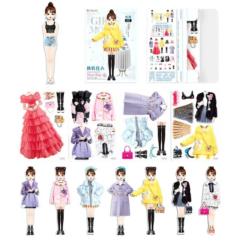 Magnetic Princess Paper Dolls Cutouts Pretend Play Outfit Magnet Clothes Puzzles For Birthday gifts