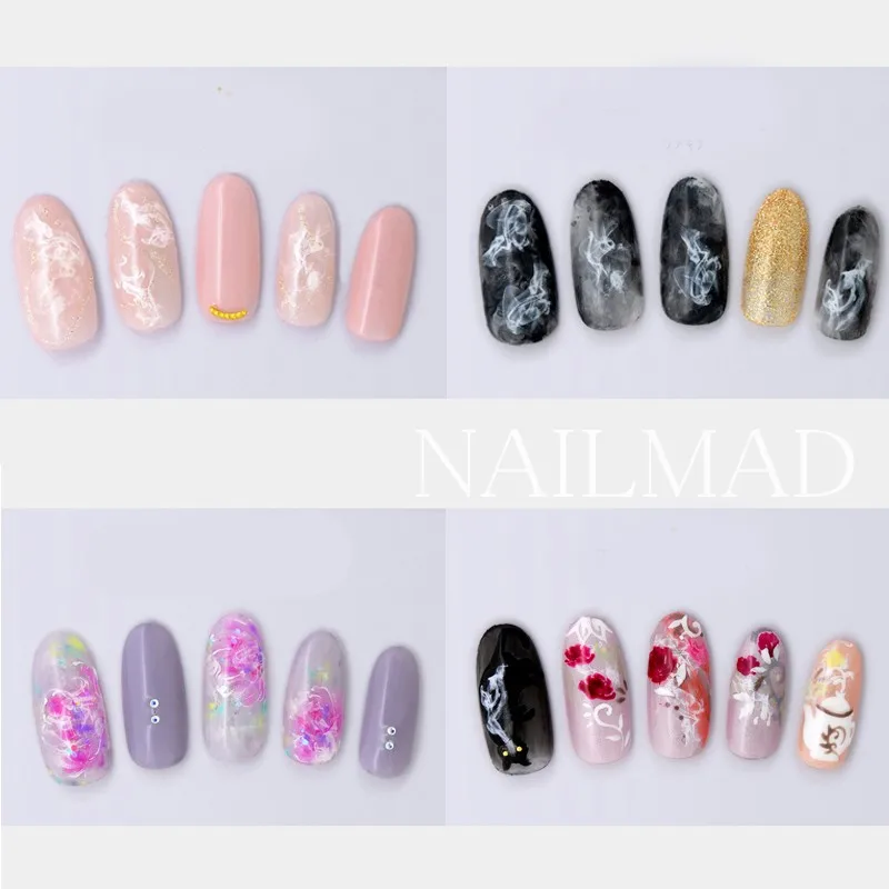 1 Sheet Smoke 3D Nail Art Stickers Colorful Sumdge Nail Stickers Decals Adhesive Sticker Tattoo Slides