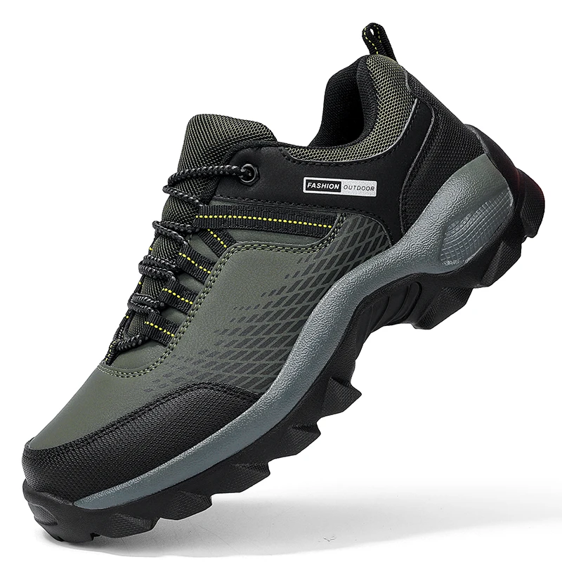

New Arrival Leather Hiking Shoes Wear-resistant Outdoor Sport Men Shoes Lace-Up Mens Climbing Trekking Hunting Large Sneakers 46